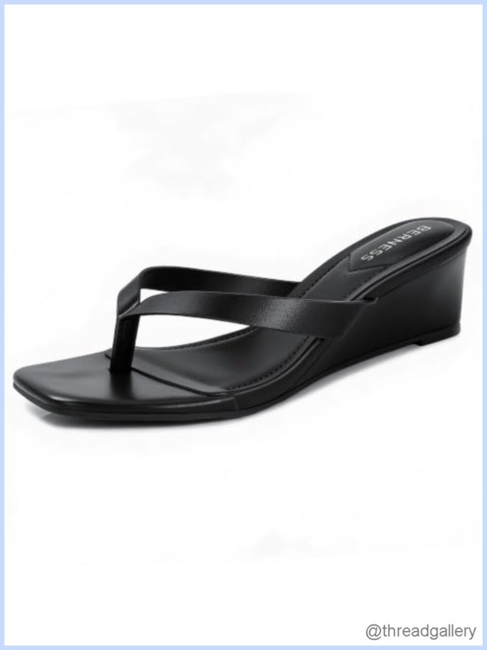 Wedge Platform Flip Flop Sandals Square Toe Thong Heels Slip On